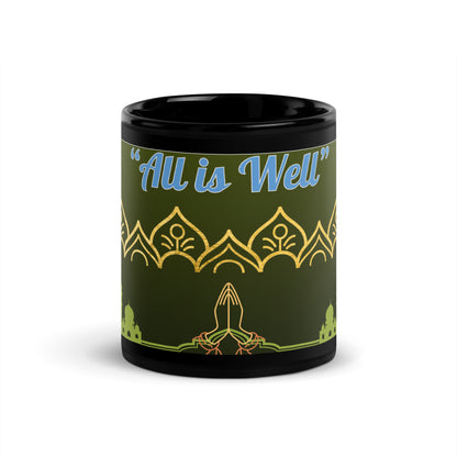 India "All is Well": Classic Black Glossy Mug