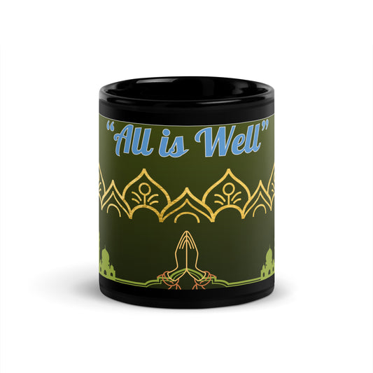 India "All is Well": Classic Black Glossy Mug