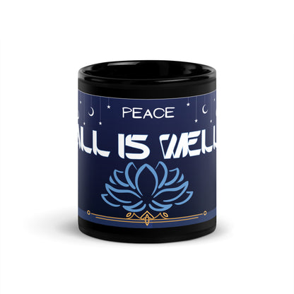 India "All is Well": Classic Black Glossy Mug