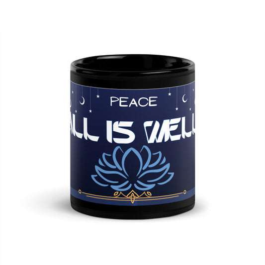 India "All is Well": Classic Black Glossy Mug