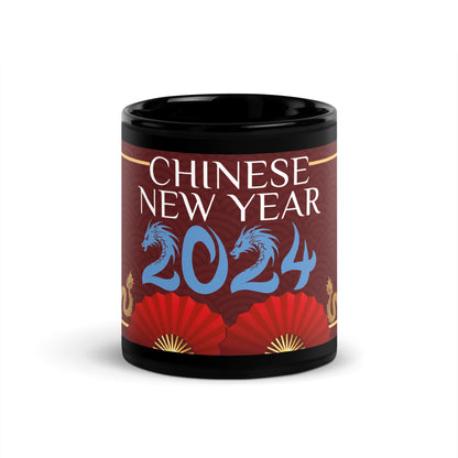 Year of the Dragon 2024: Chinese New Year: Classic Black Glossy Mug