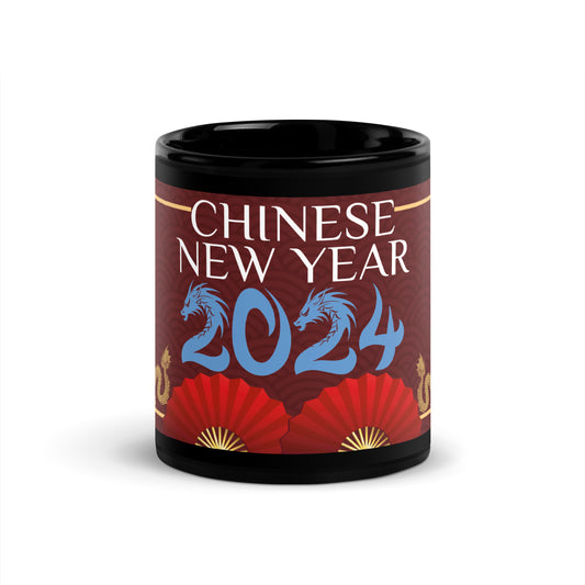 Year of the Dragon 2024: Chinese New Year: Classic Black Glossy Mug