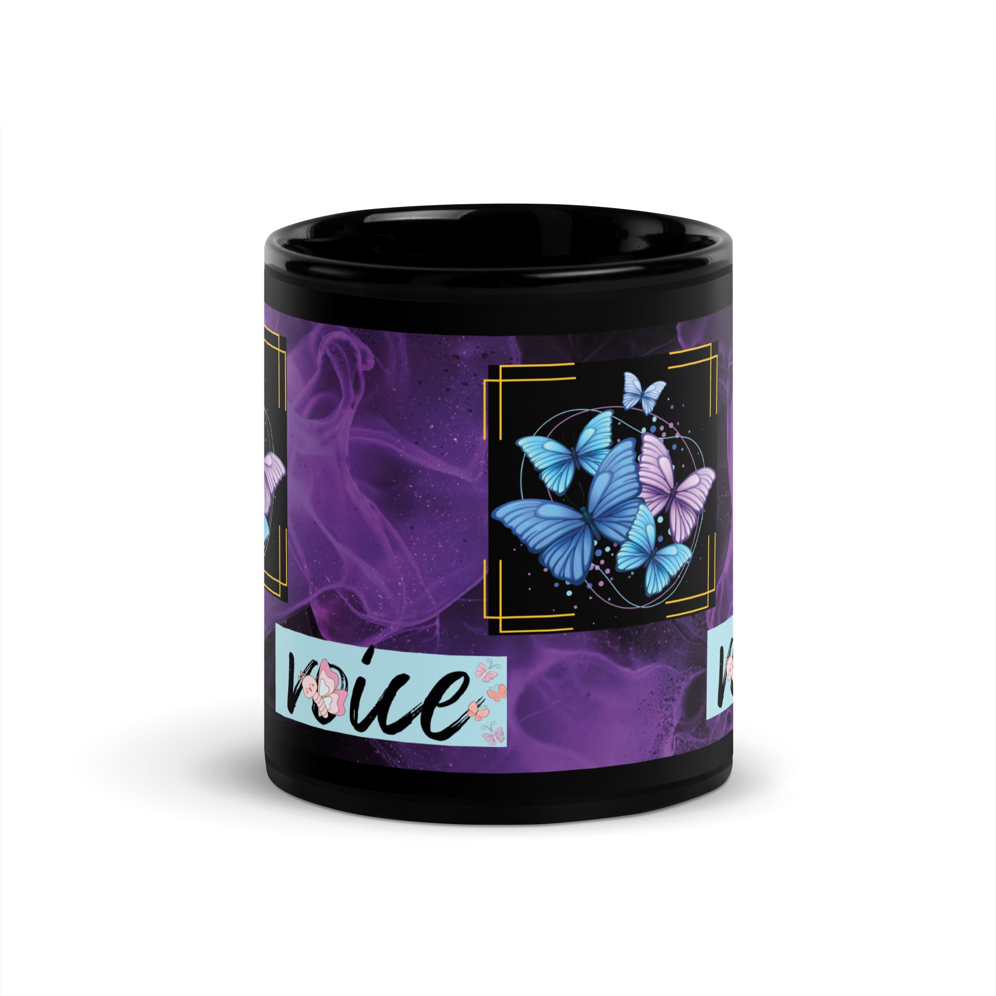 Voice Over &quot;Butterflies&quot;: Classic Ceramic Black Glossy Mug