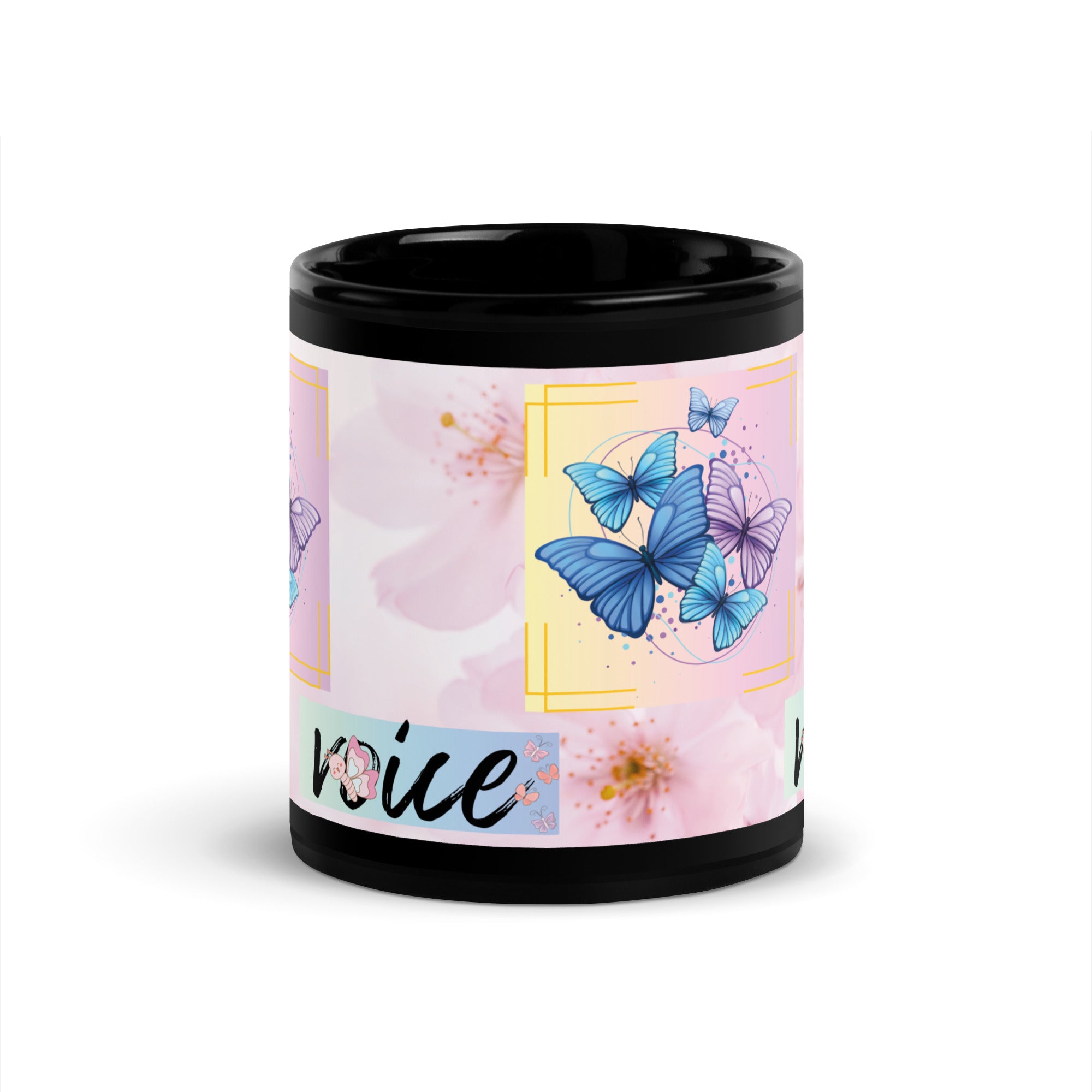 Motivational &quot;Cherry Blossoms&quot; Voice Over Actor: Classic Ceramic Black Glossy Mug