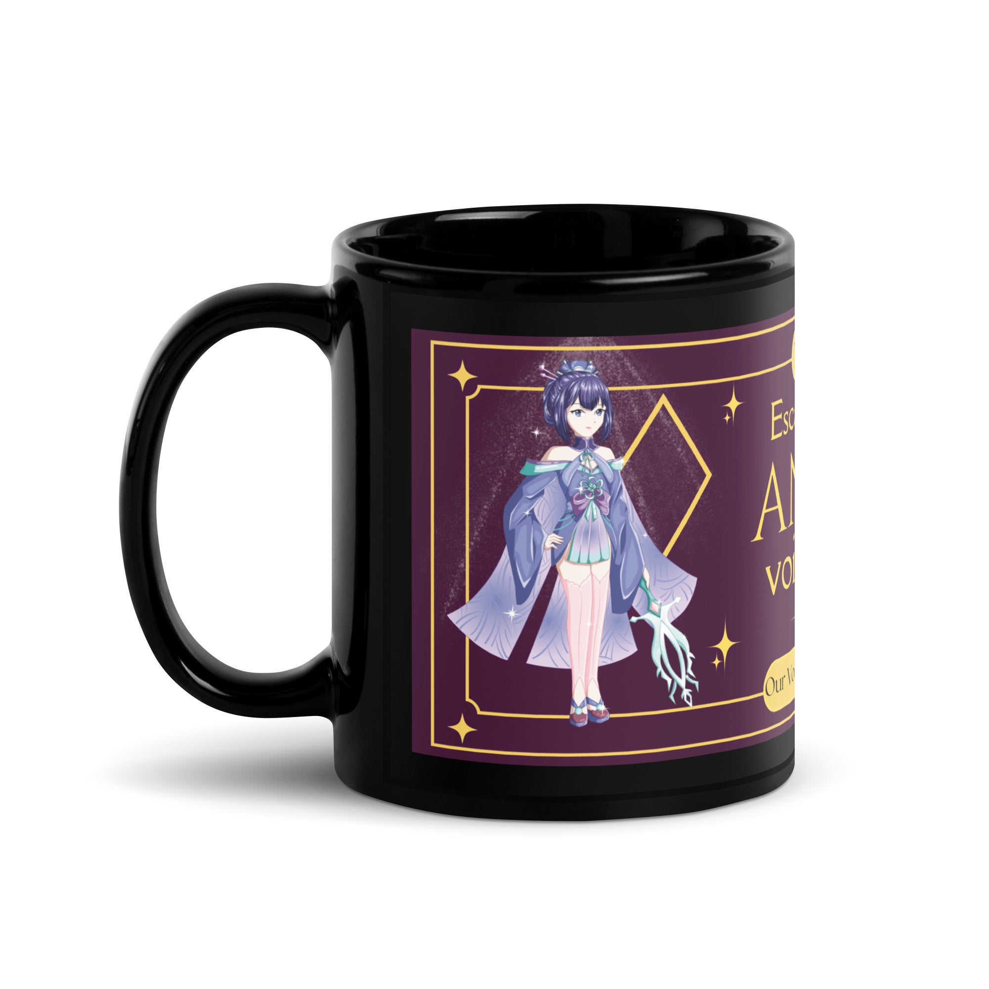 Anime Escape Reality Black Glossy Mug