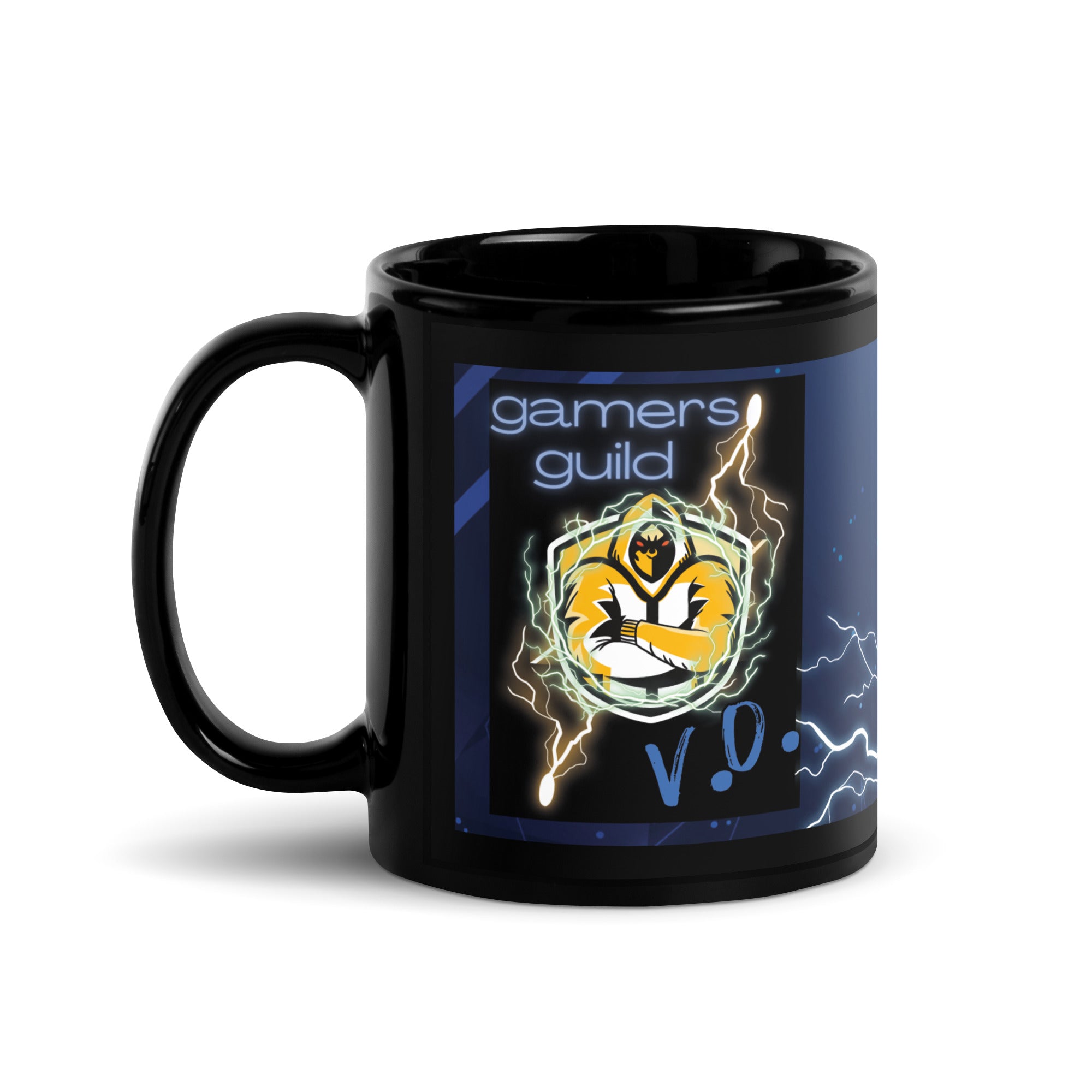 Voice Over &quot;Gaming Guild&quot; Lightening Strike: Classic Ceramic Black Glossy Mug