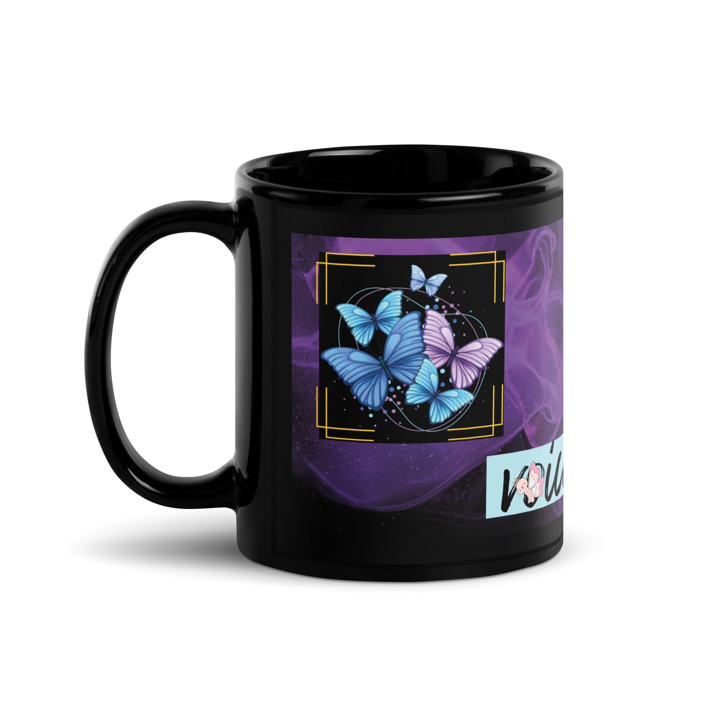 Voice Over "Butterflies": Classic Ceramic Black Glossy Mug