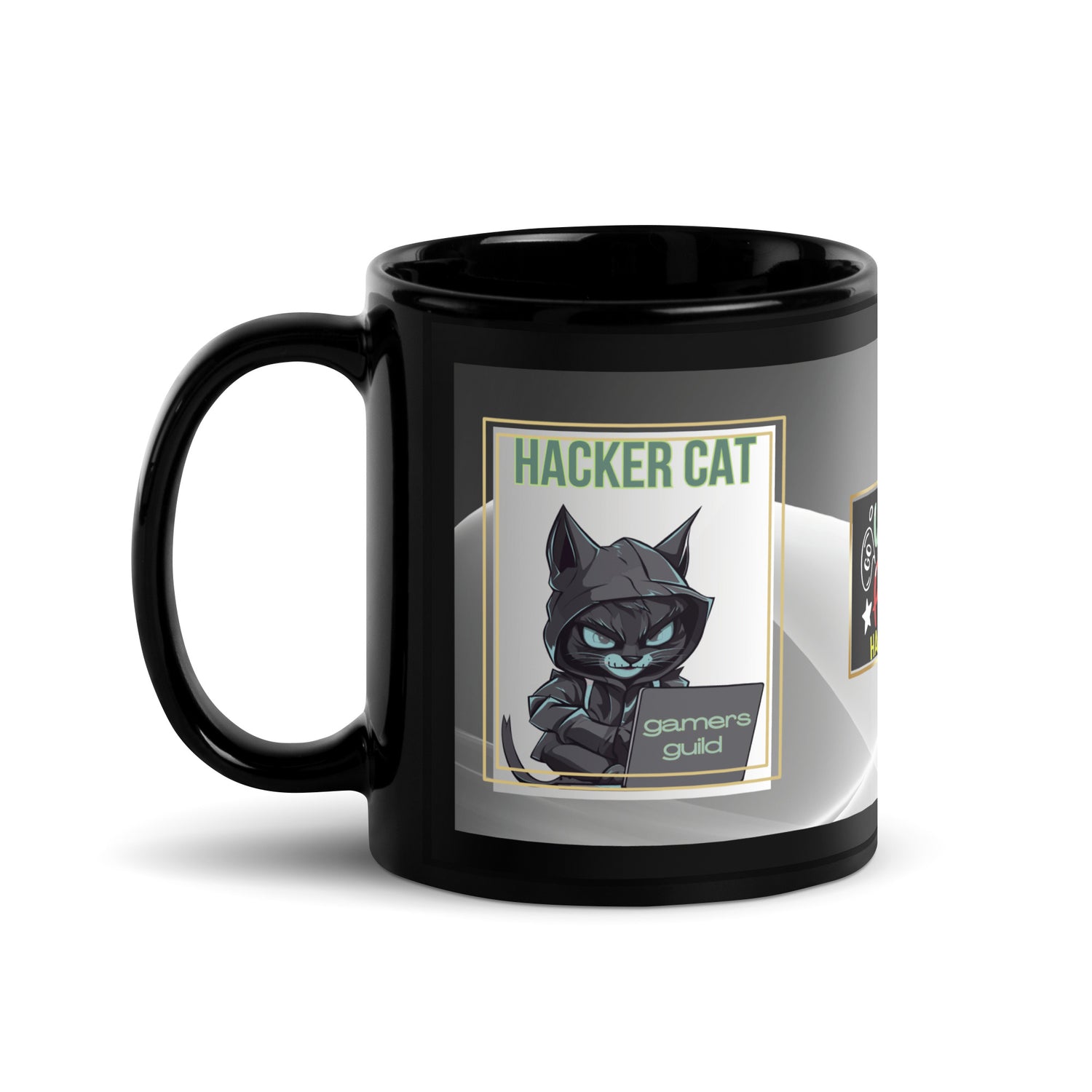 Voice Over Hacker Cat: Classic Ceramic Black Glossy Mug