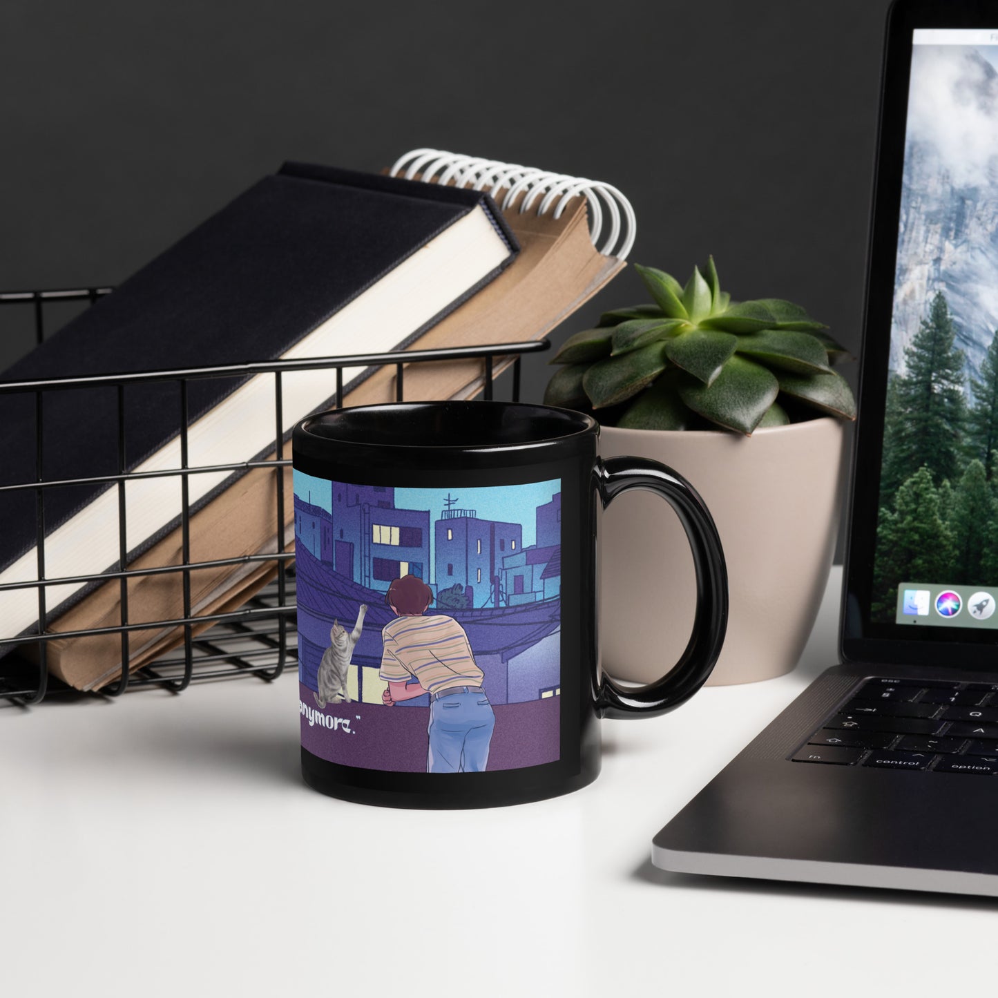 Anime India City Rooftop: Classic Black Glossy Mug