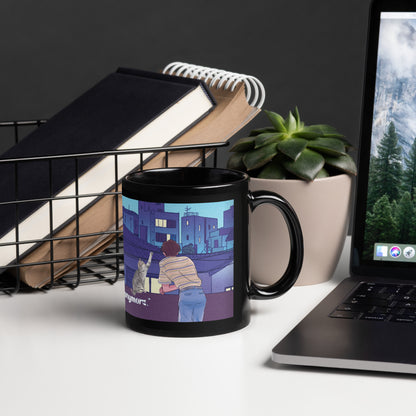 Anime India City Rooftop: Classic Black Glossy Mug