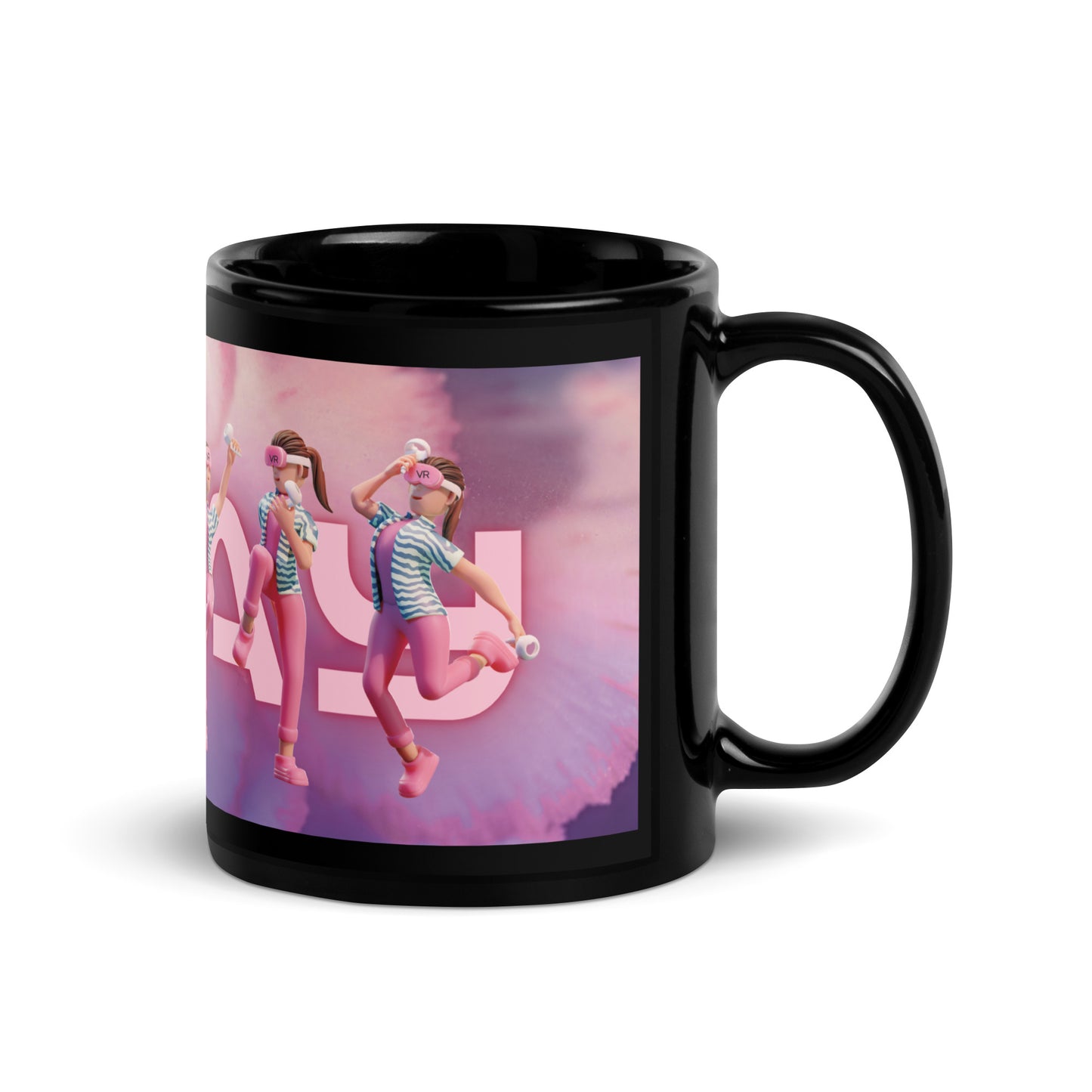 Gaming Voice-Over Play VR Virtual Reality: Black Glossy Mug