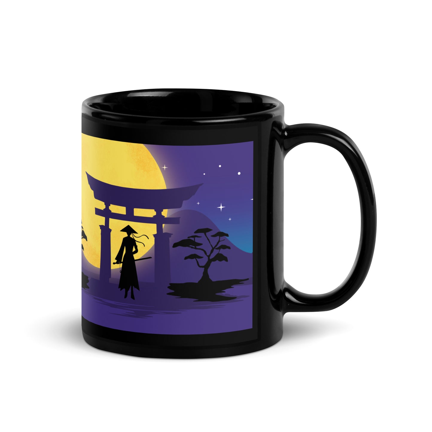 Anime Warrior Ally: Black Glossy Mug