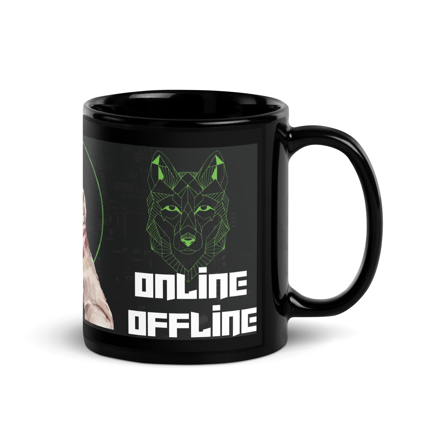 Celebrate Dog Online Offline Best Friends: Classic Black Glossy Mug