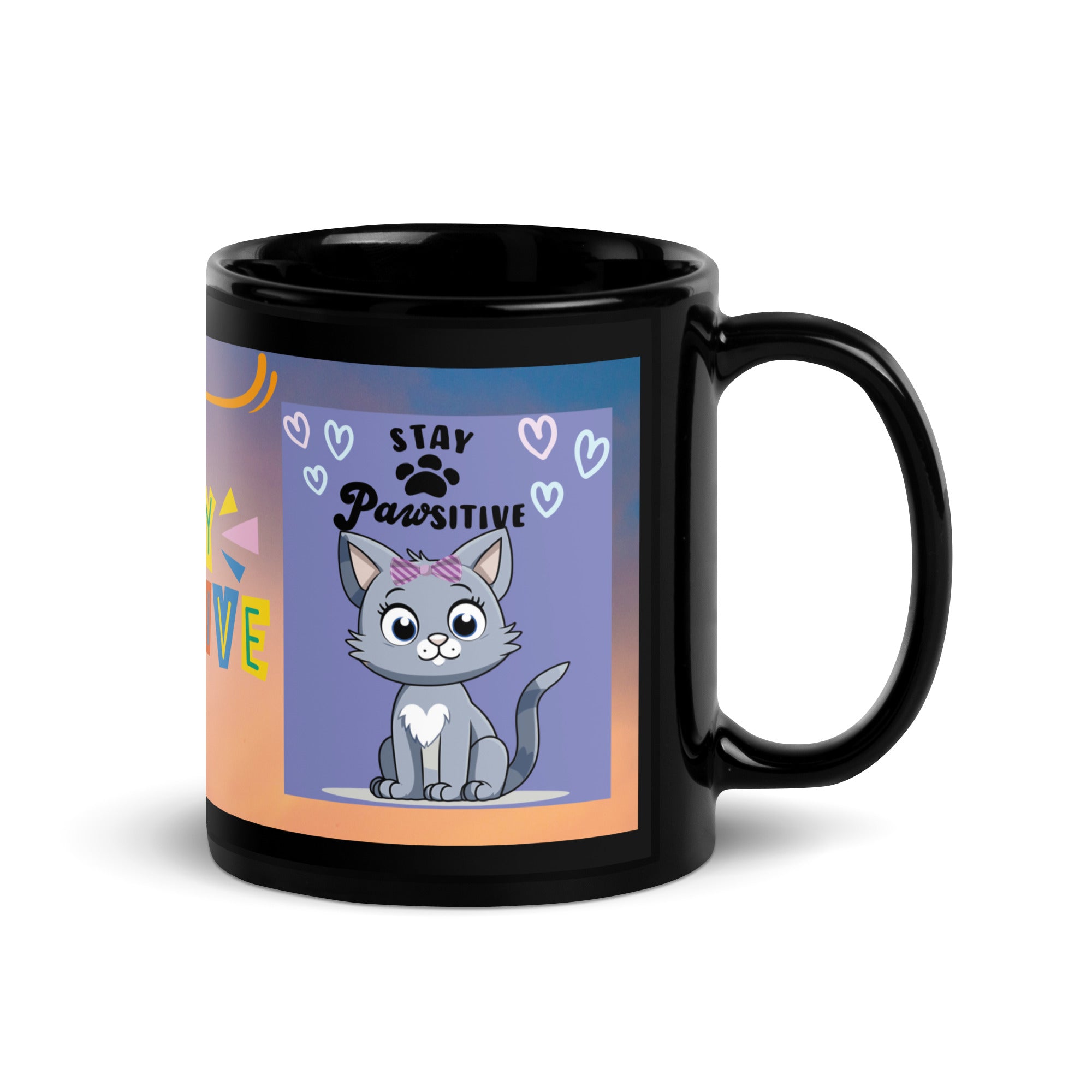 Voice Over &quot;Pawsitive&quot;: Classic Ceramic Black Glossy Mug