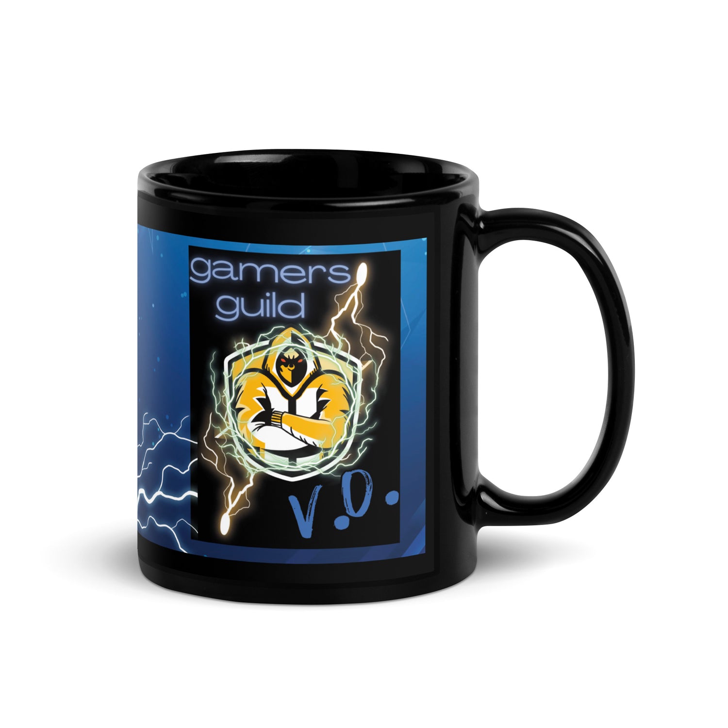 Voice Over &quot;Gaming Guild&quot; Lightening Strike: Classic Ceramic Black Glossy Mug