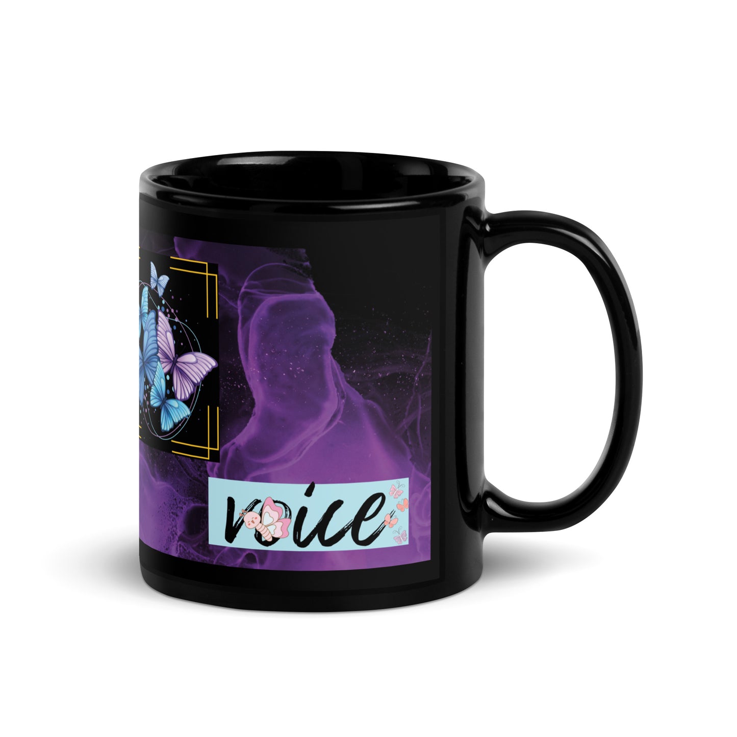 Voice Over "Butterflies": Classic Ceramic Black Glossy Mug