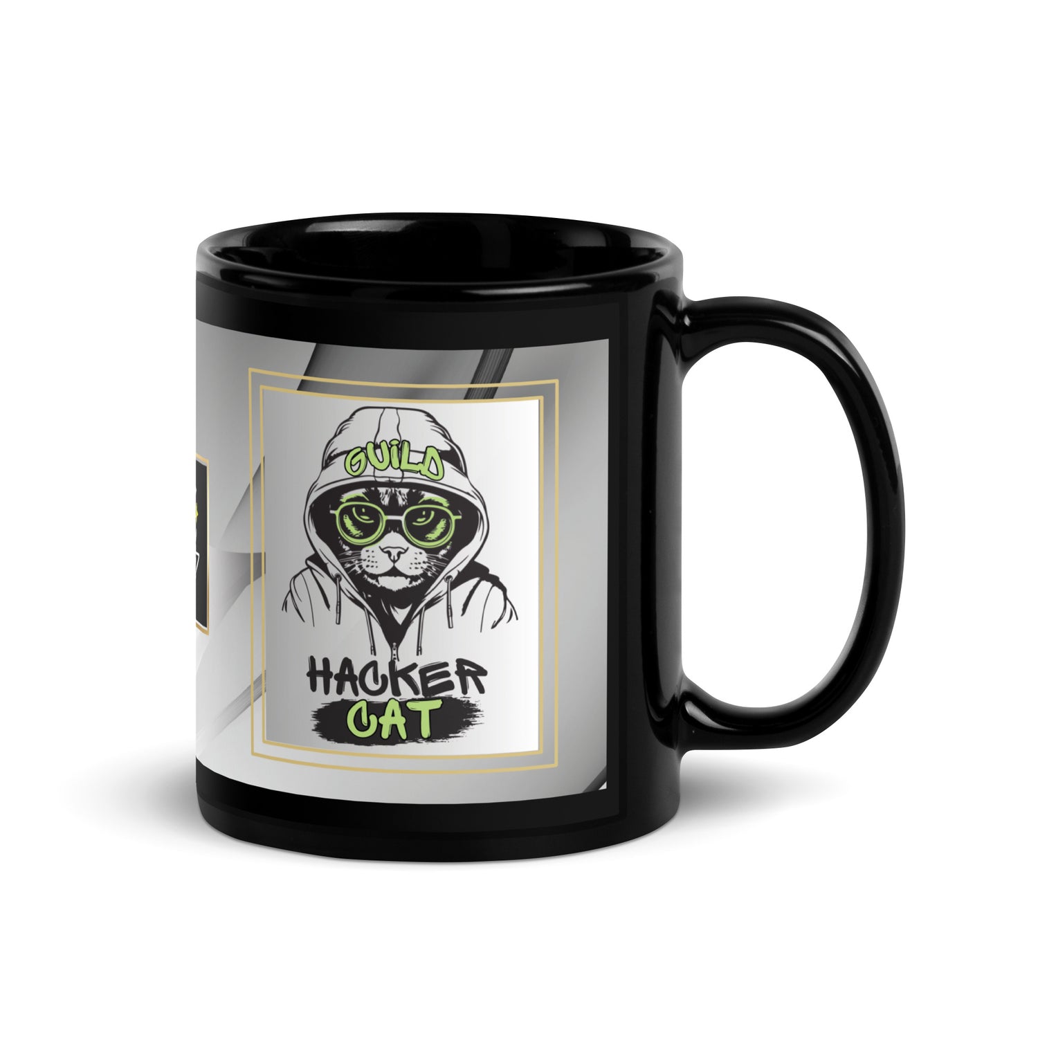 Voice Over Hacker Cat: Classic Ceramic Black Glossy Mug