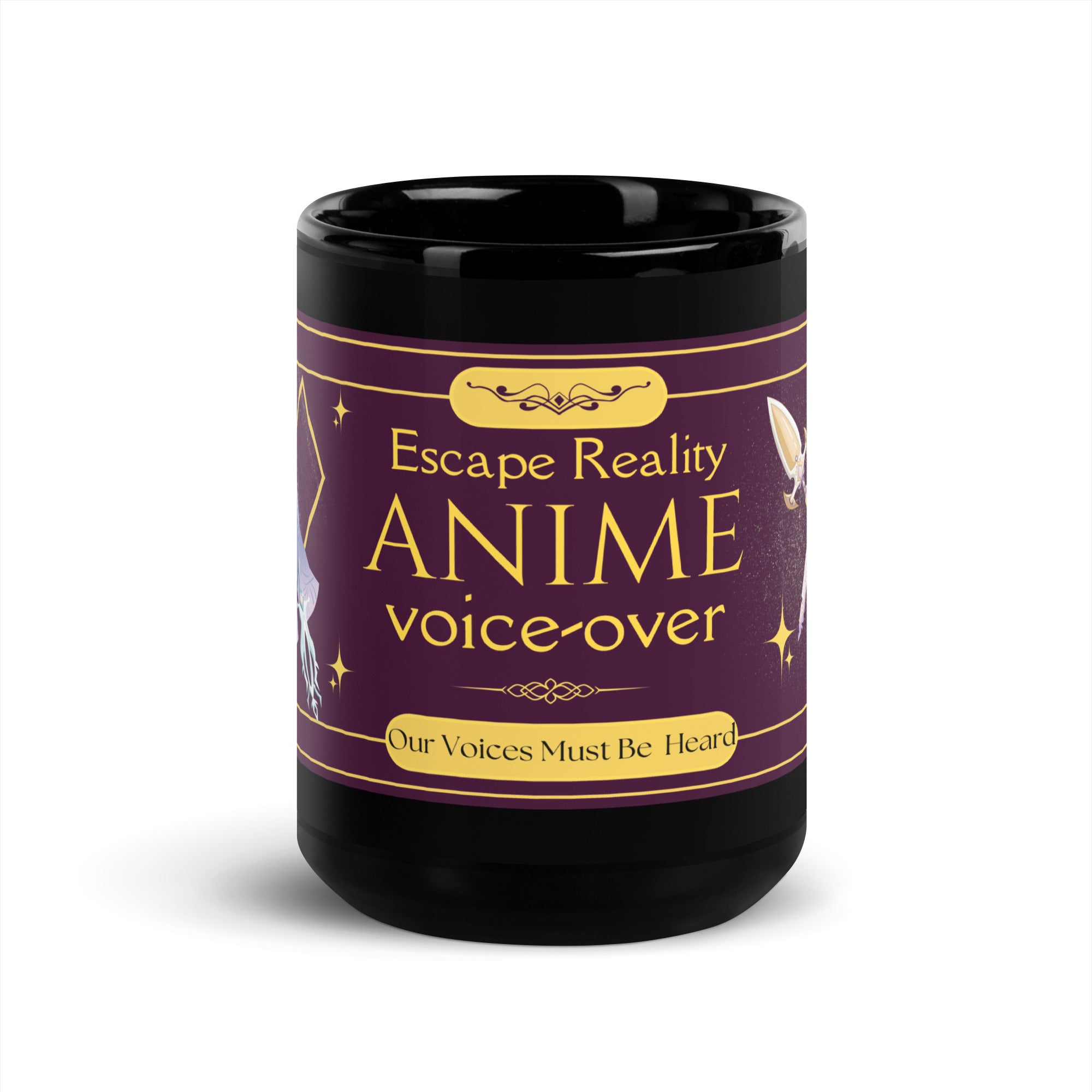 Anime Escape Reality Black Glossy Mug