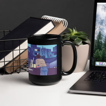 Anime India City Rooftop: Classic Black Glossy Mug
