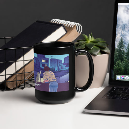 Anime India City Rooftop: Classic Black Glossy Mug