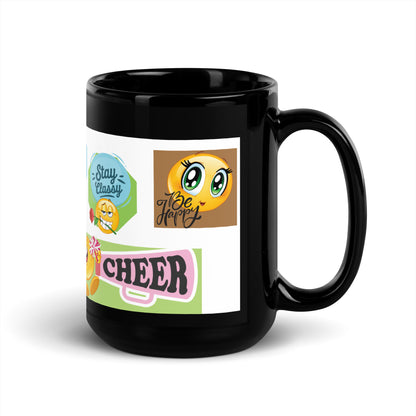 Emoji Motivational Voice Over: Classic Ceramic Black Glossy Mug