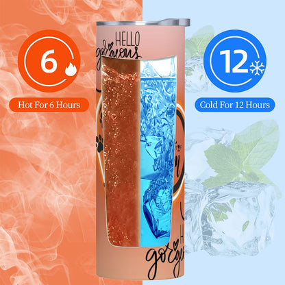 20oz Straight Stainless Steel Tumbler with Straw（Made in USA)