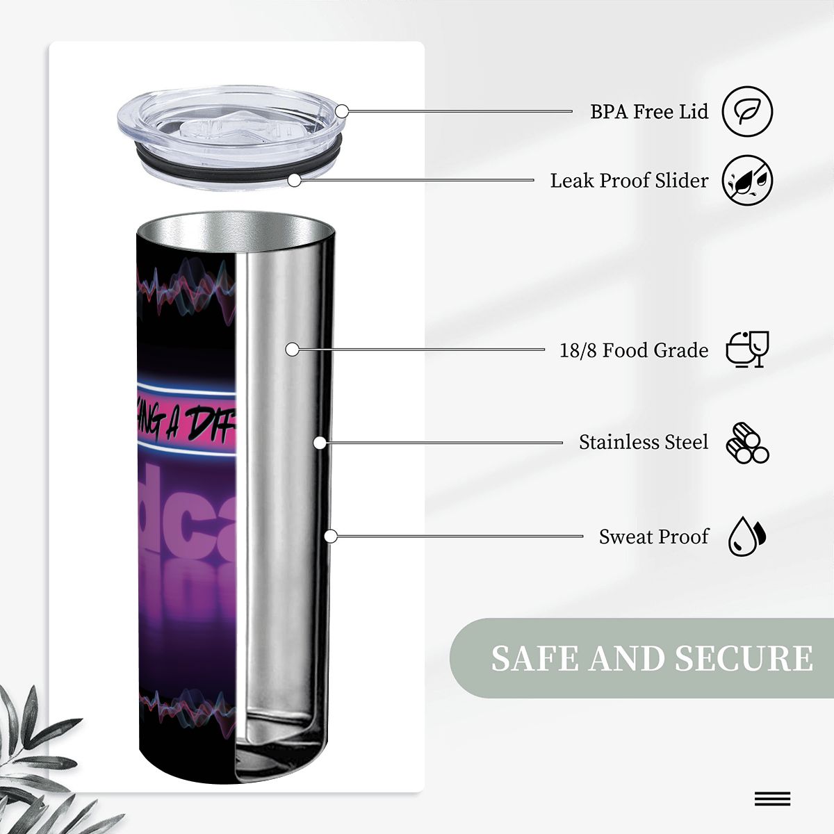 20oz Straight Stainless Steel Tumbler with Straw（Made in USA)