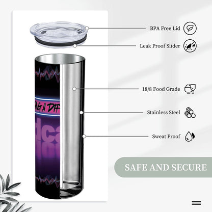 20oz Straight Stainless Steel Tumbler with Straw（Made in USA)