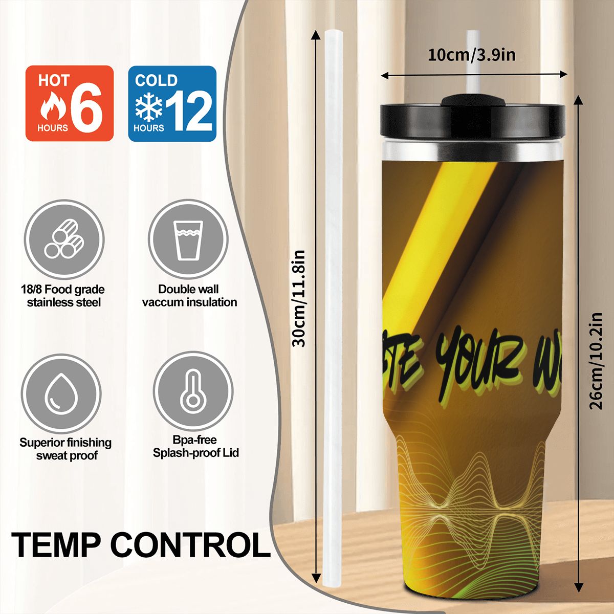 40oz Tumbler with Handle and Straw (Made in USA)