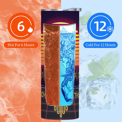 20oz Straight Stainless Steel Tumbler with Straw（Made in USA)