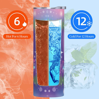 20oz Straight Stainless Steel Tumbler with Straw（Made in USA)