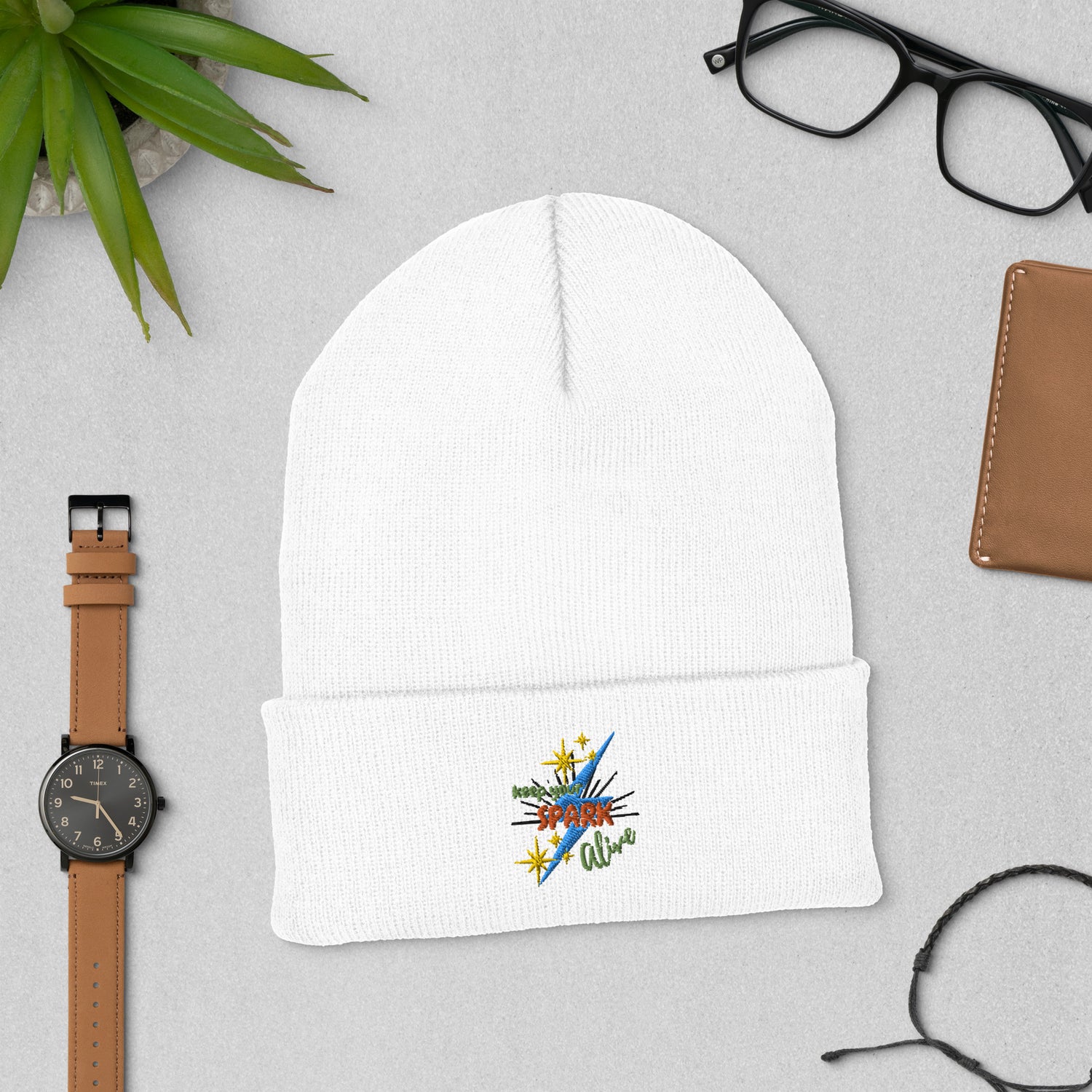 Motivational Affirmation Keep Your Spark Alive: Classic Stylish Cuffed Beanie