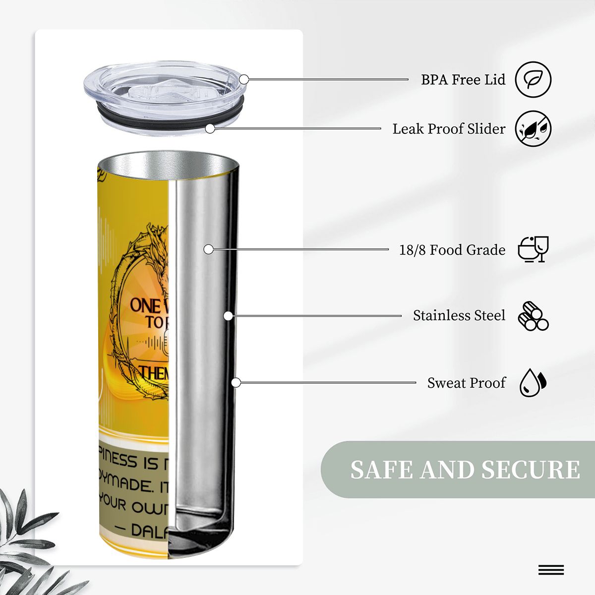 20oz Straight Stainless Steel Tumbler with Straw（Made in USA)