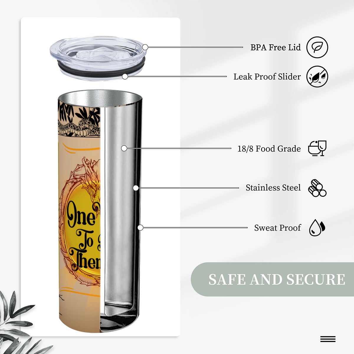20oz Straight Stainless Steel Tumbler with Straw（Made in USA)