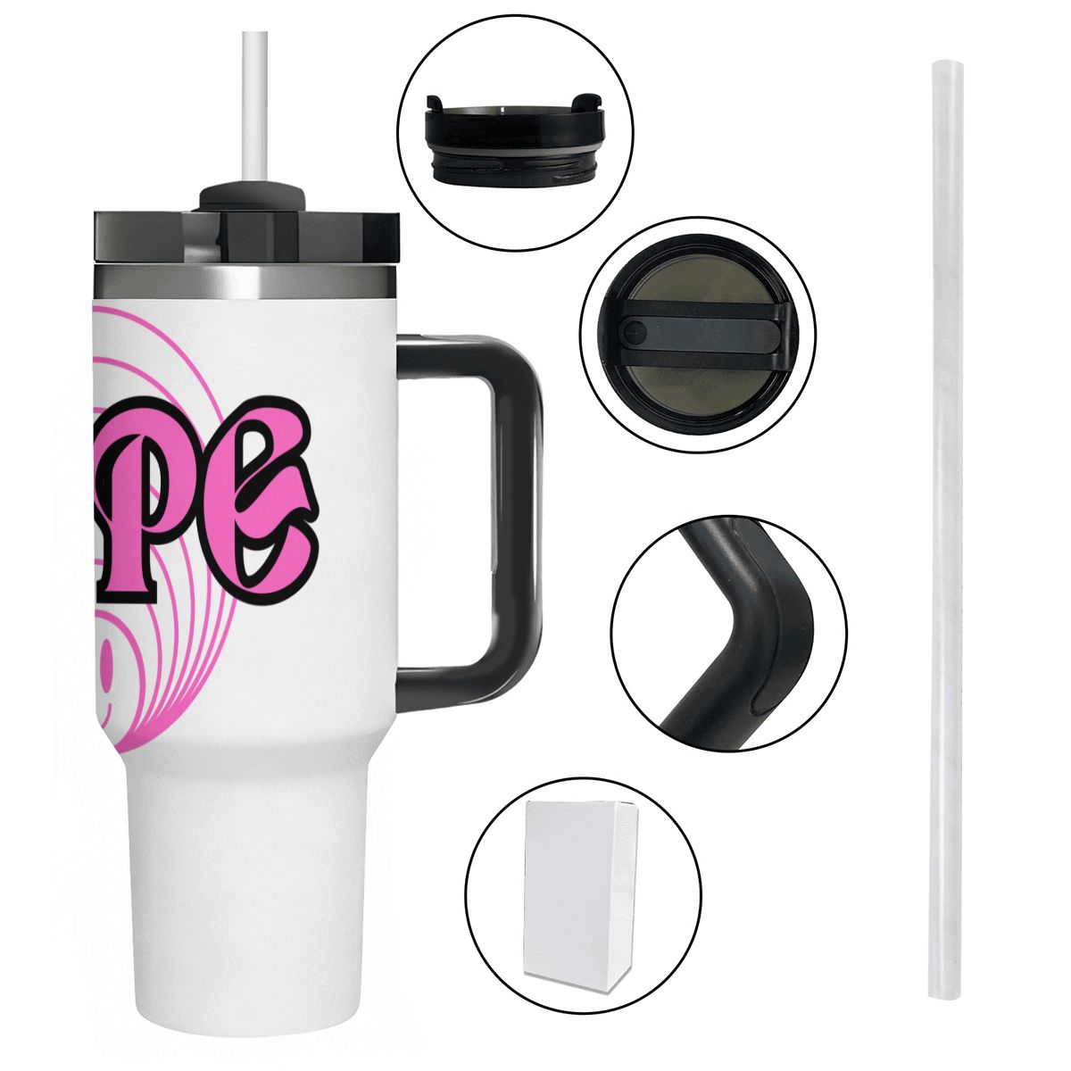40oz Tumbler with Handle and Straw (Made in USA)