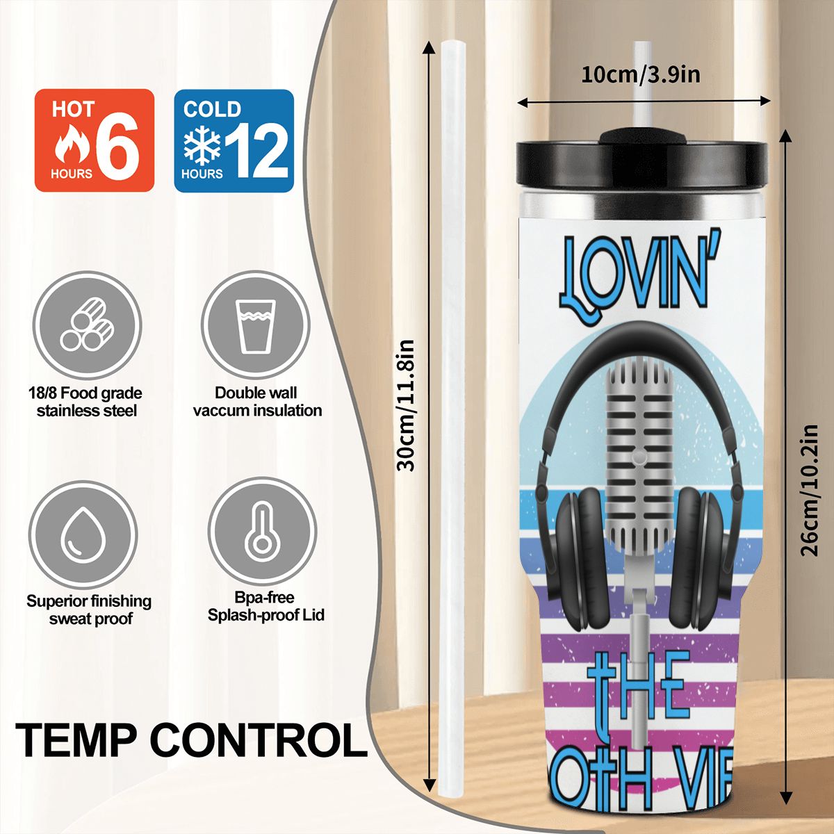 40oz Tumbler with Handle and Straw (Made in USA)