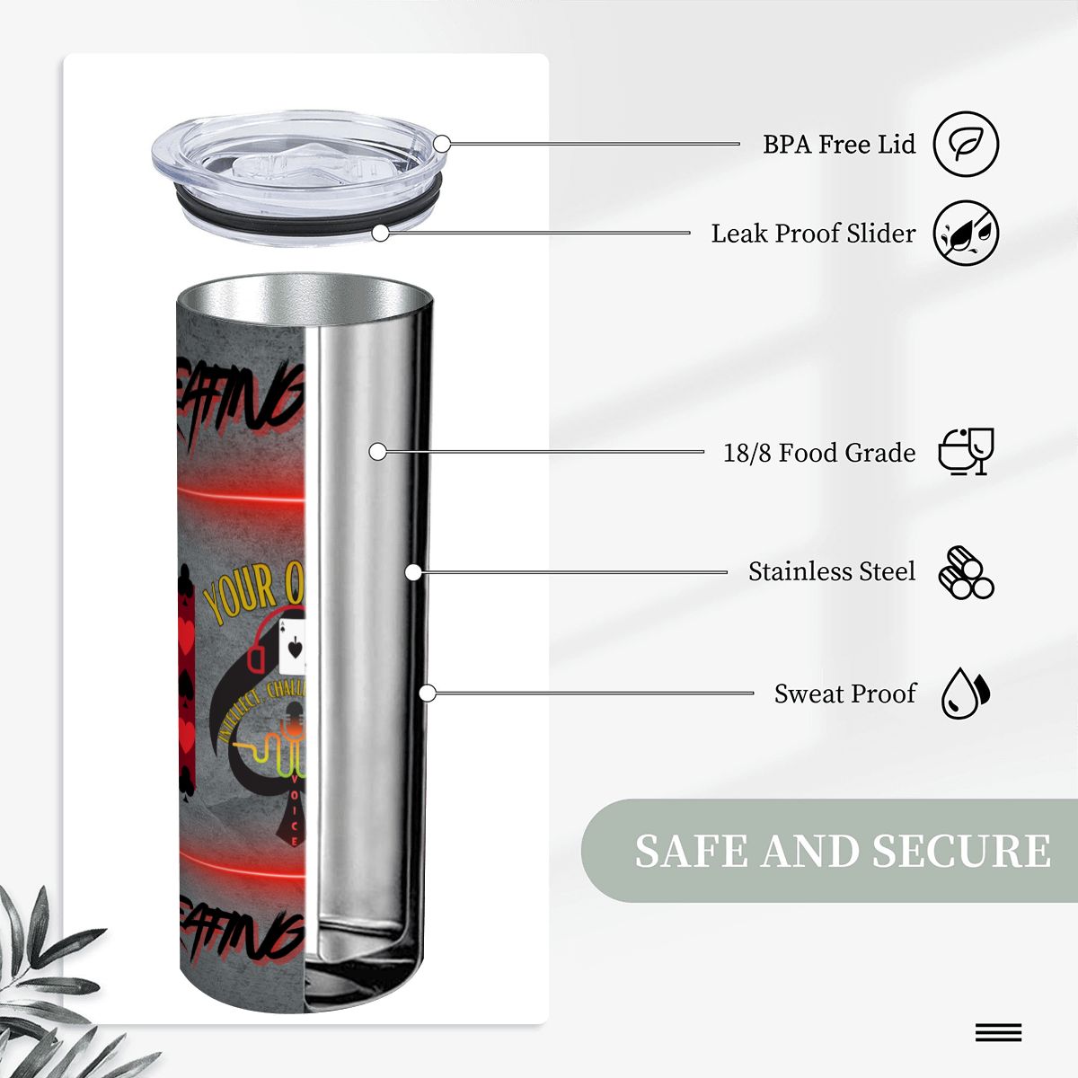 20oz Straight Stainless Steel Tumbler with Straw