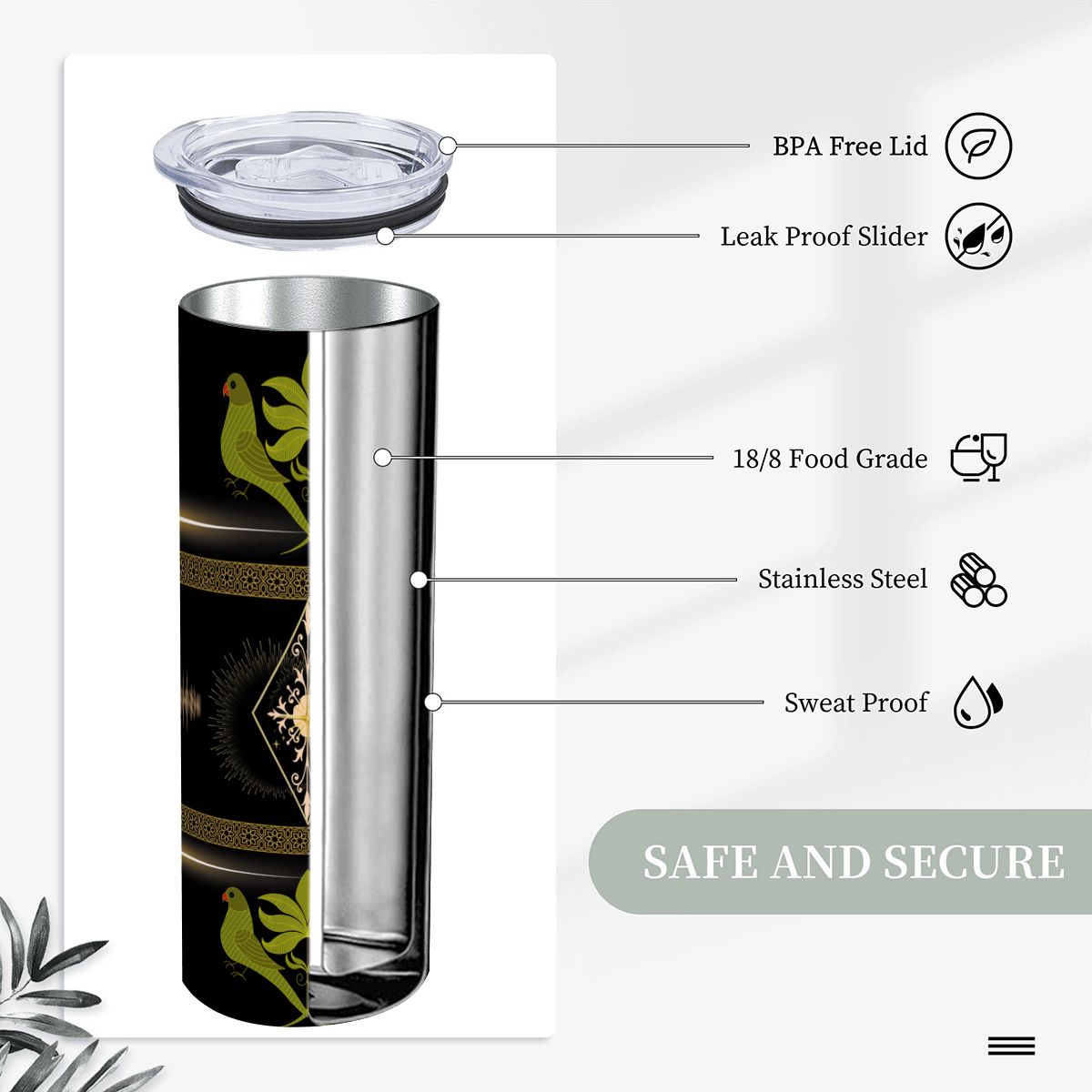 20oz Straight Stainless Steel Tumbler with Straw（Made in USA)