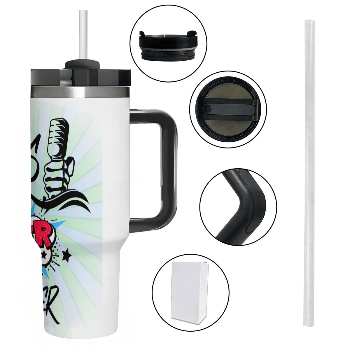 40oz Tumbler with Handle and Straw (Made in USA)