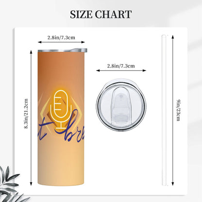 20oz Straight Stainless Steel Tumbler with Straw