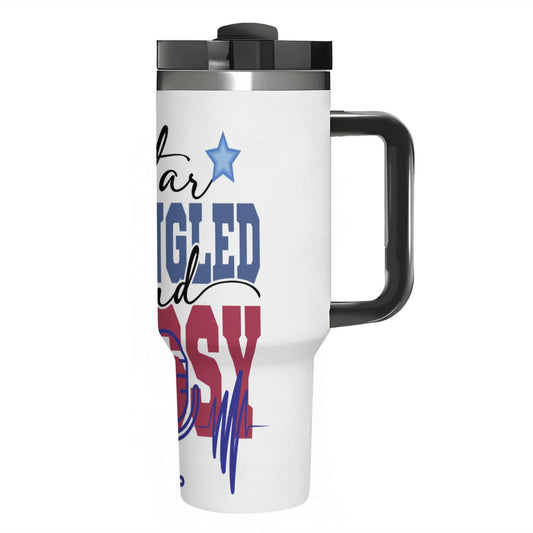 STAR SPANGLED AND SASSY: 40oz Tumbler with Handle and Straw