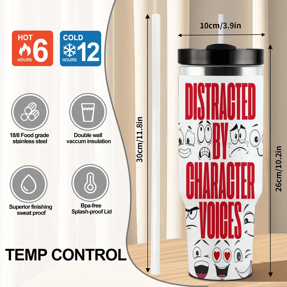 40oz Tumbler with Handle and Straw (Made in USA)