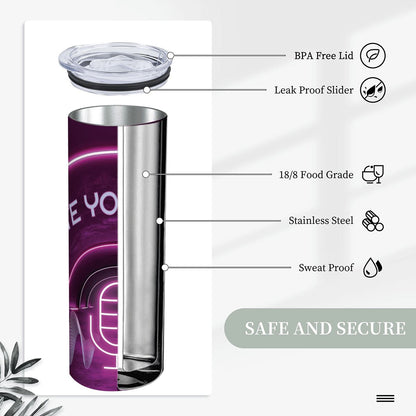 20oz Straight Stainless Steel Tumbler with Straw（Made in USA)