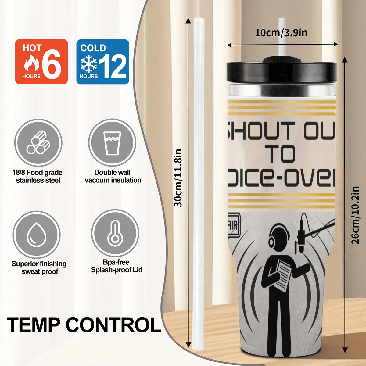 40oz Tumbler with Handle and Straw (Made in USA)