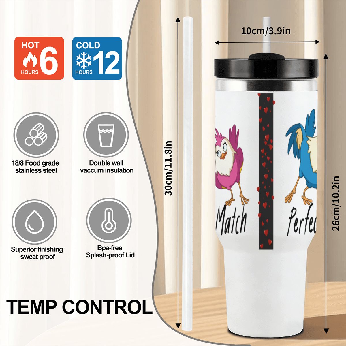40oz Tumbler with Handle and Straw (Made in USA)
