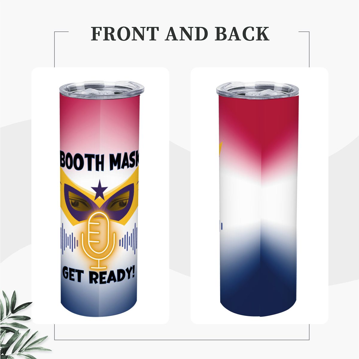 BOOTH MASK: SUPER HERO: 20oz Straight Stainless Steel Tumbler with Straw