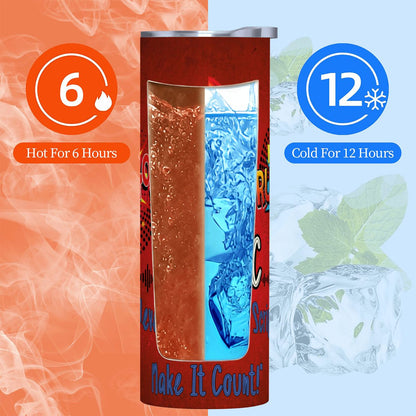 20oz Straight Stainless Steel Tumbler with Straw（Made in USA)