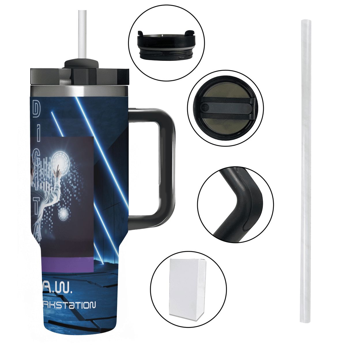 40oz Tumbler with Handle and Straw (Made in USA)