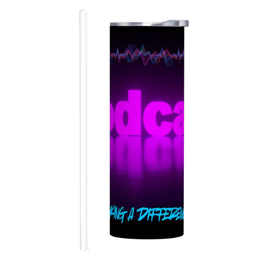 20oz Straight Stainless Steel Tumbler with Straw