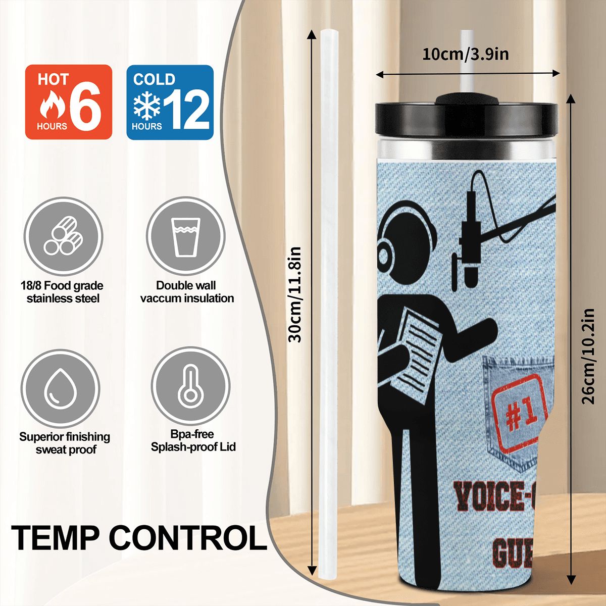 40oz Tumbler with Handle and Straw (Made in USA)